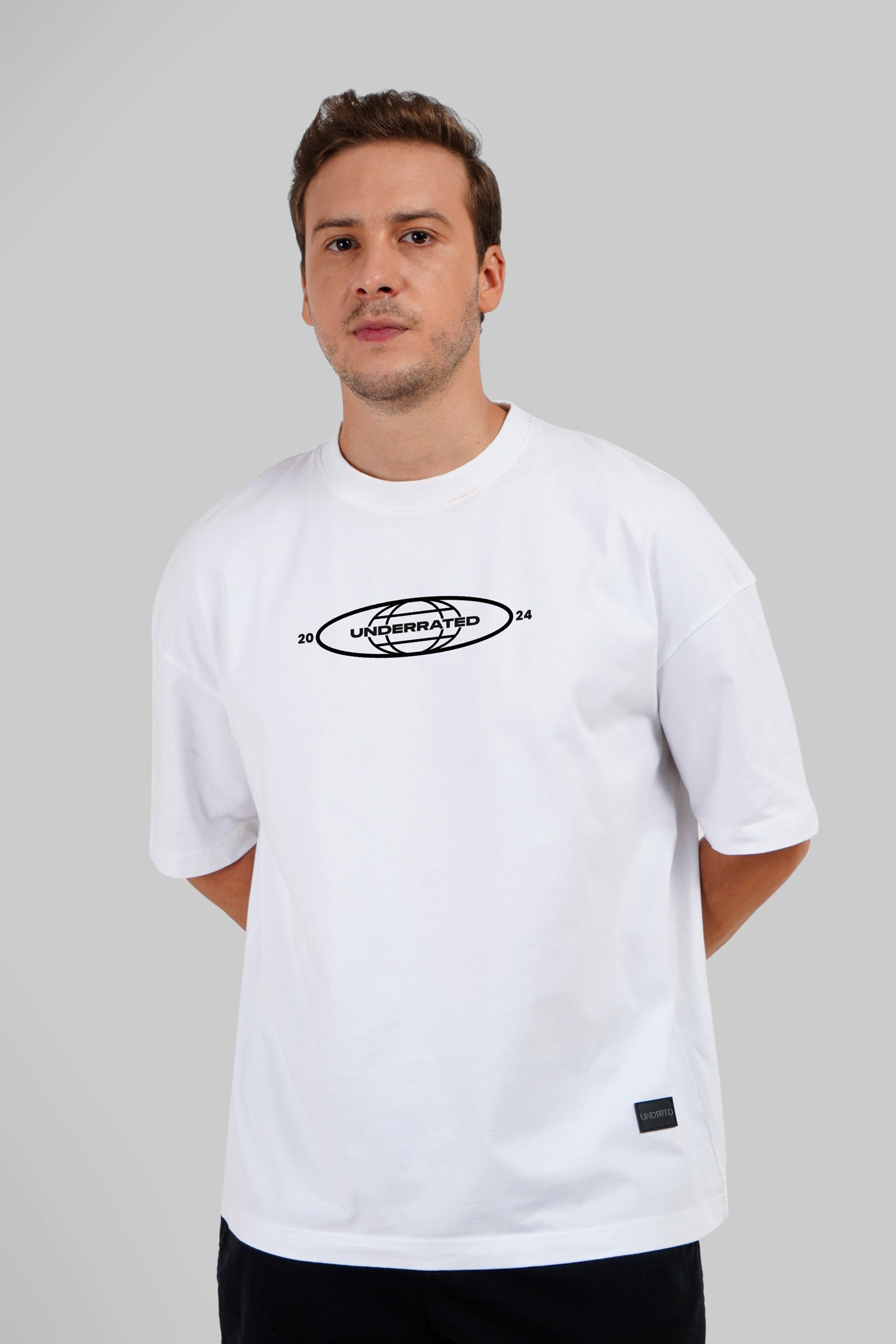 Underrated World White Baggy Fit T-Shirt Men
