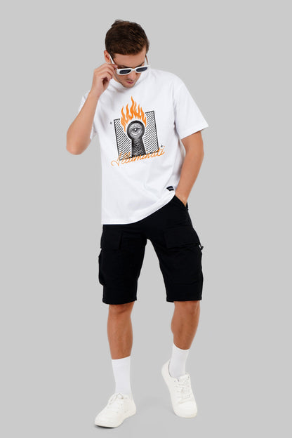 Illuminati Fire White Oversized Fit T-Shirt Men
