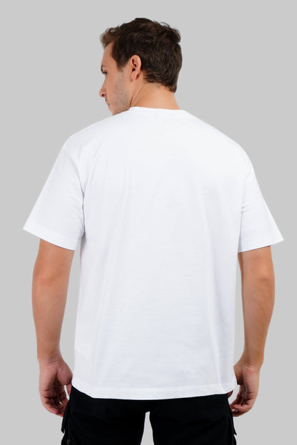 Illuminati Fire White Oversized Fit T-Shirt Men