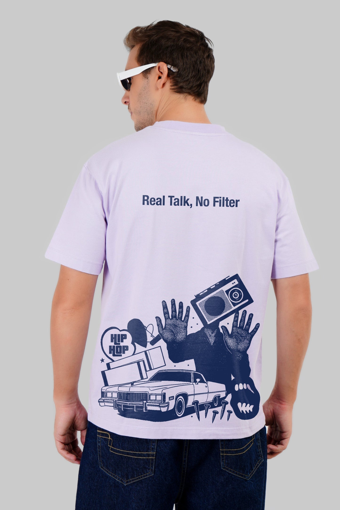 Real Talk Radio Lavender Oversized Fit T-Shirt Men