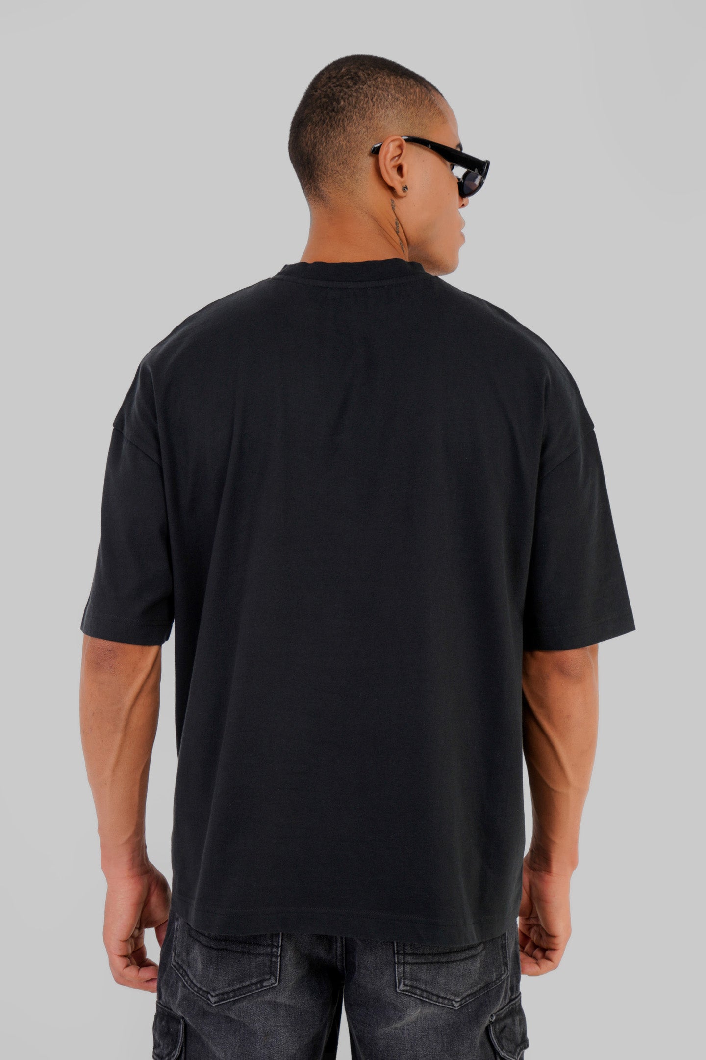 Space Dog Black Baggy Fit T-Shirt Men