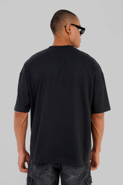 Space Dog Black Baggy Fit T-Shirt Men