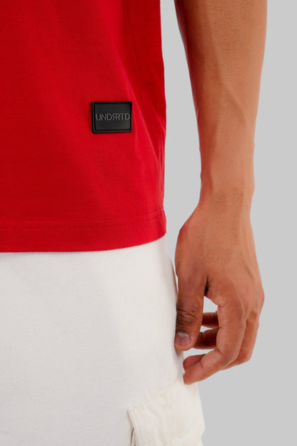 Underrated Typo 32 Red Baggy Fit T-Shirt Men