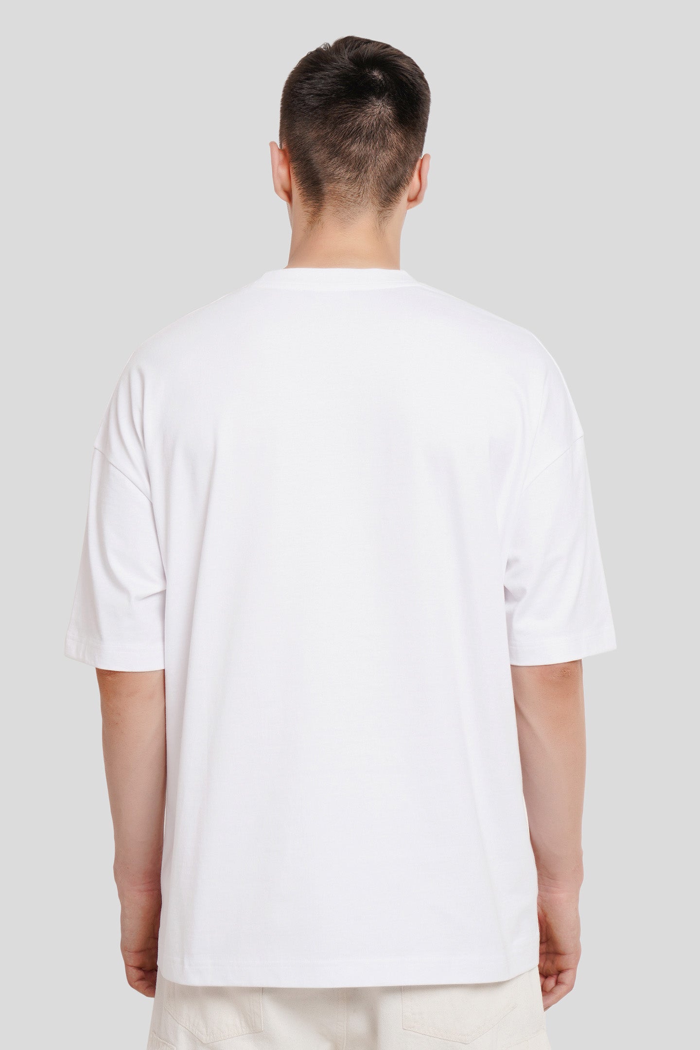 Solid White Half Sleeves T-Shirt For Men Baggy Fit