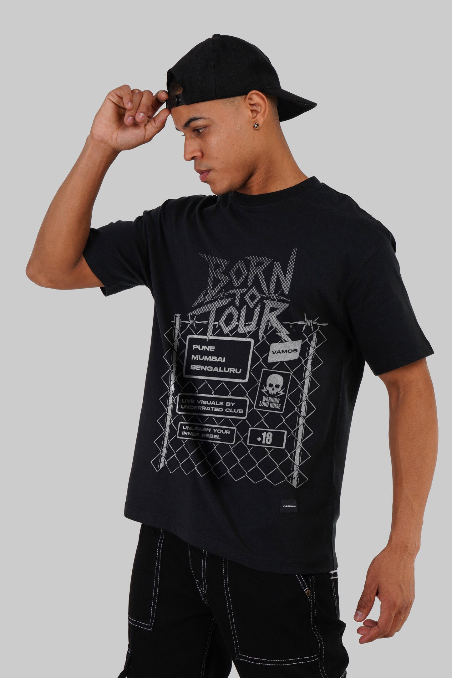 City Tour Drop Black Oversized Fit T-Shirt Men
