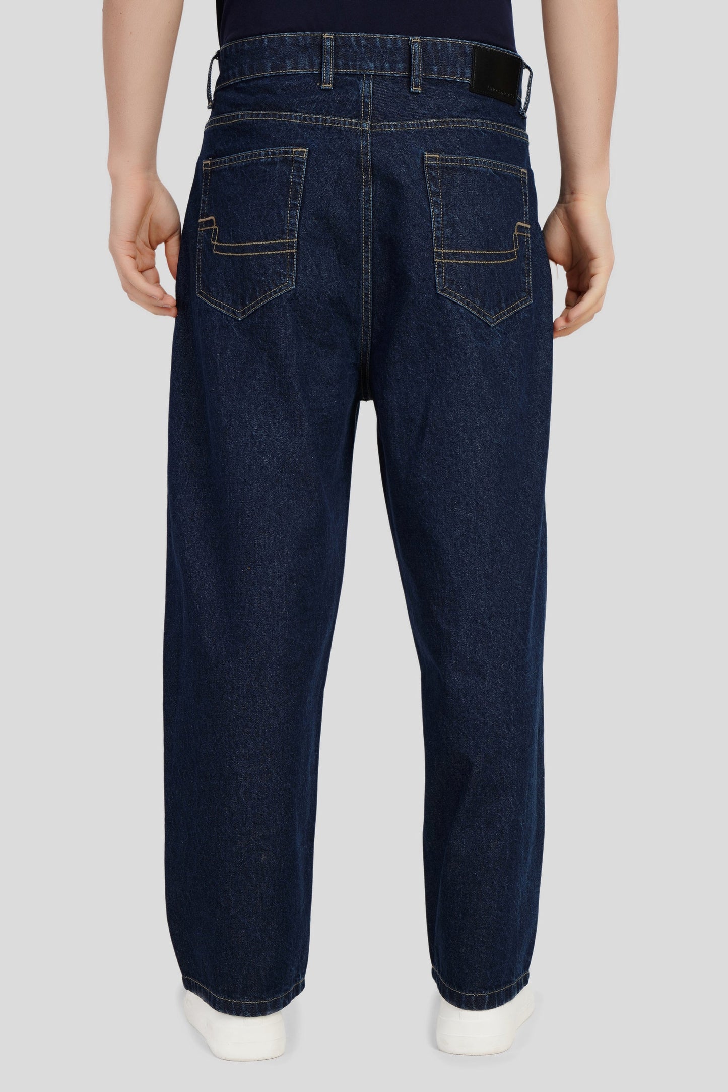 Dark Blue Mid Rise Men's Baggy Jeans