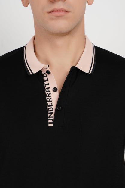 Men's Polo Neck T-shirt Combo - Pack of 2 Underrated Essentials - Black and Green