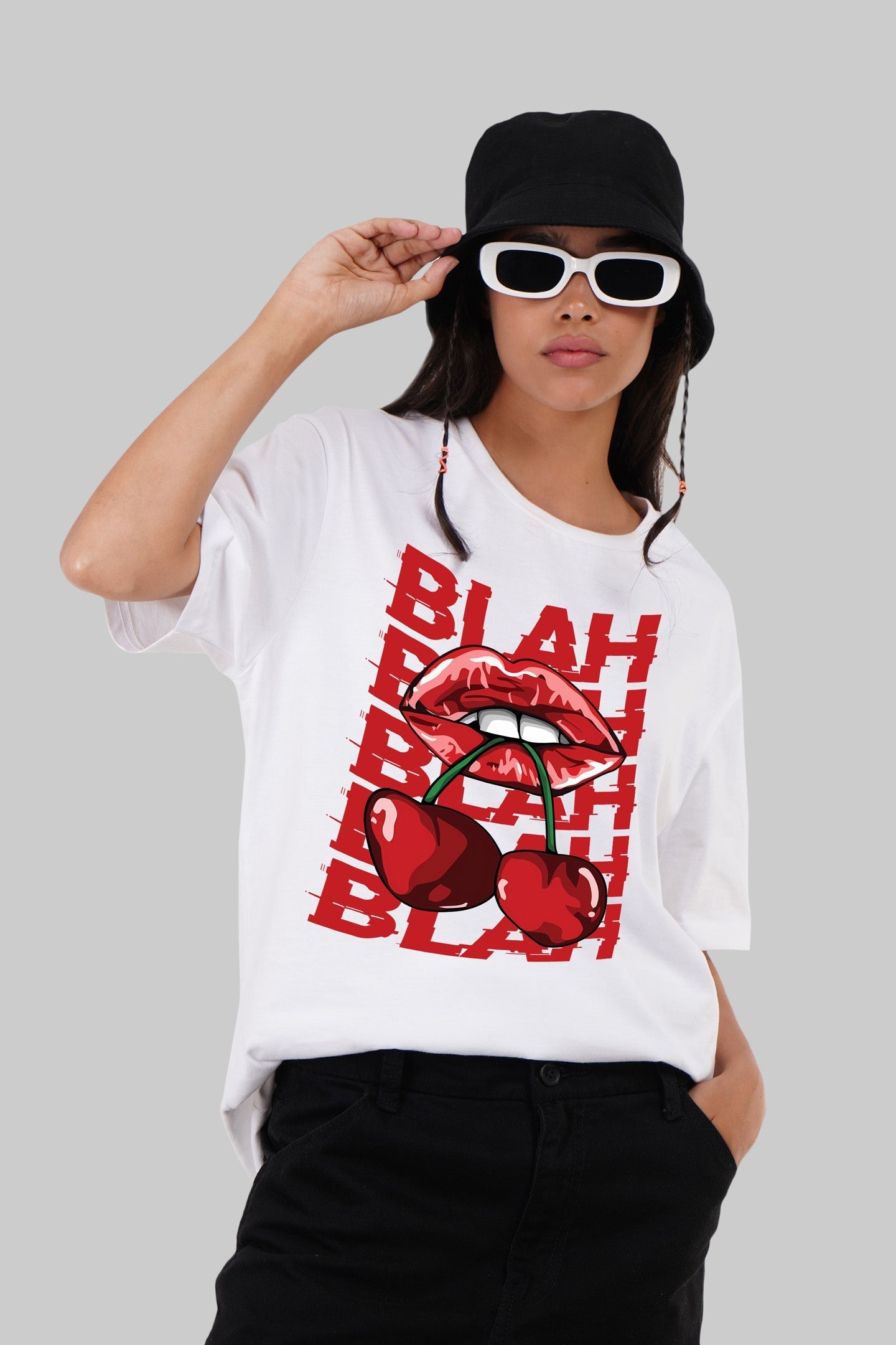 Blah White Boyfriend Fit T-Shirt Women