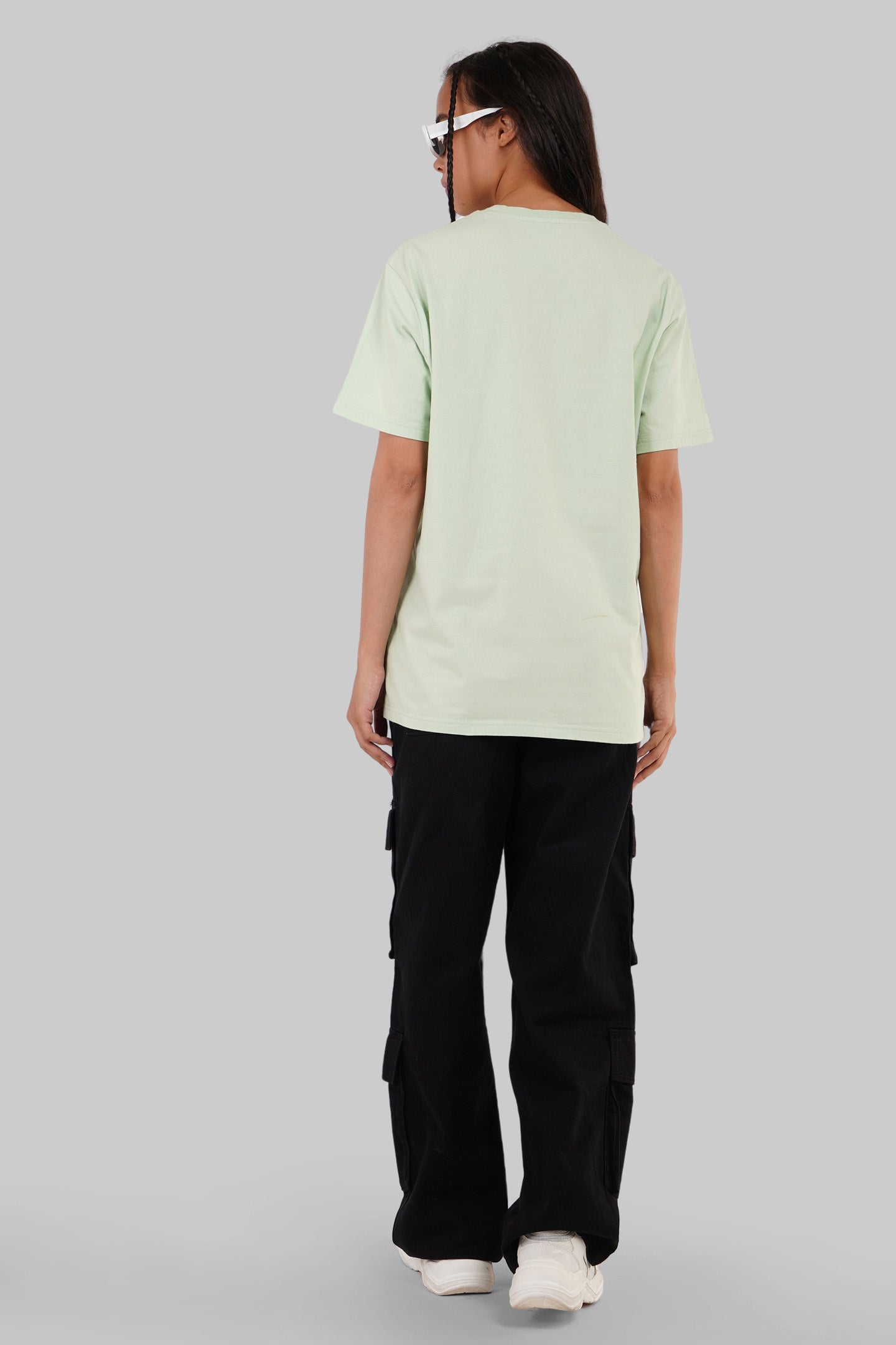 Cute Panda Style Light Green Boyfriend Fit T-Shirt Women
