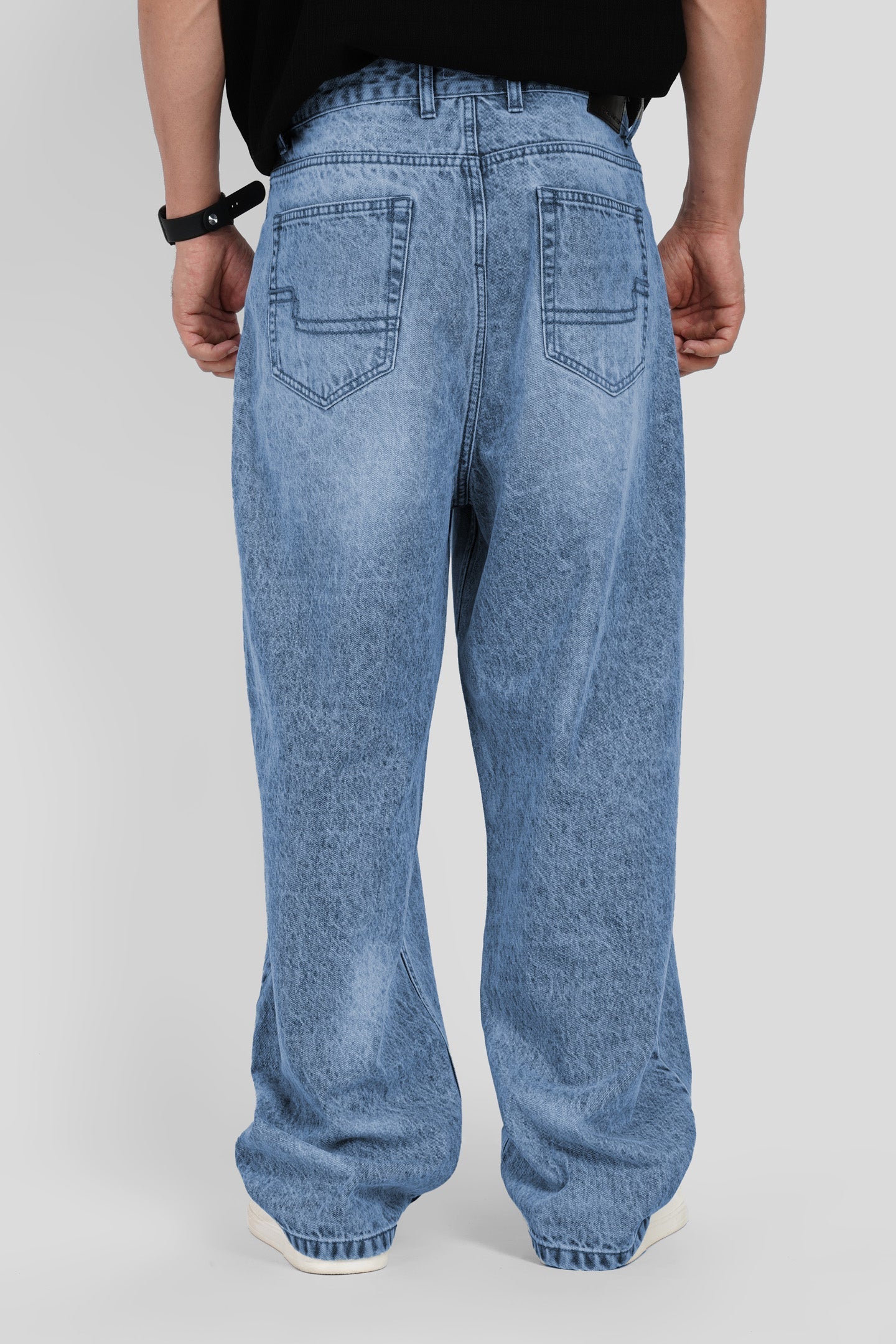 Light Blue Mid Rise Men's Baggy Jeans
