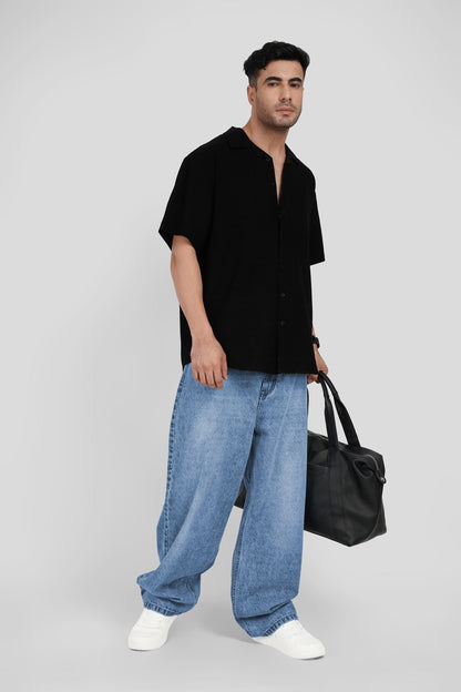 Light Blue Mid Rise Men's Baggy Jeans