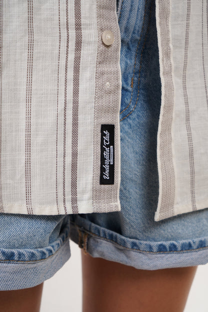 Light Brown Striped Textured Shirt