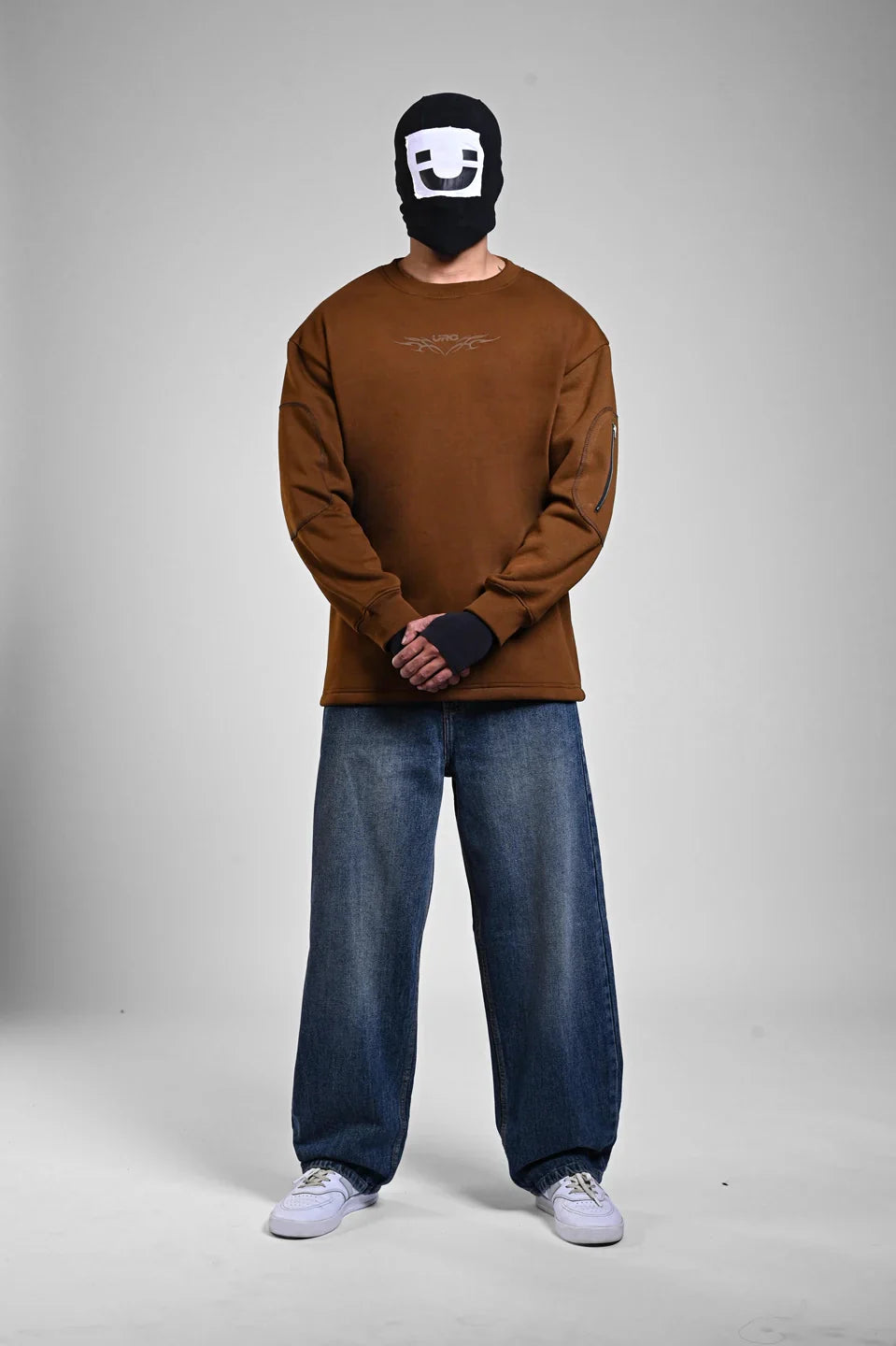 Brown Oversized Y2K Graphic Sweatshirt