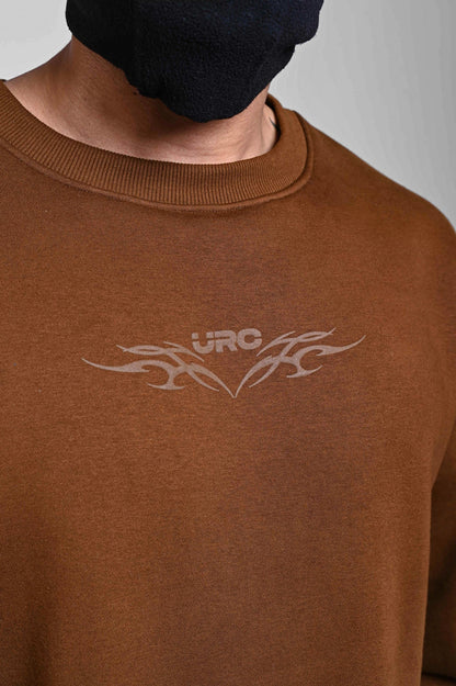 Brown Oversized Y2K Graphic Sweatshirt