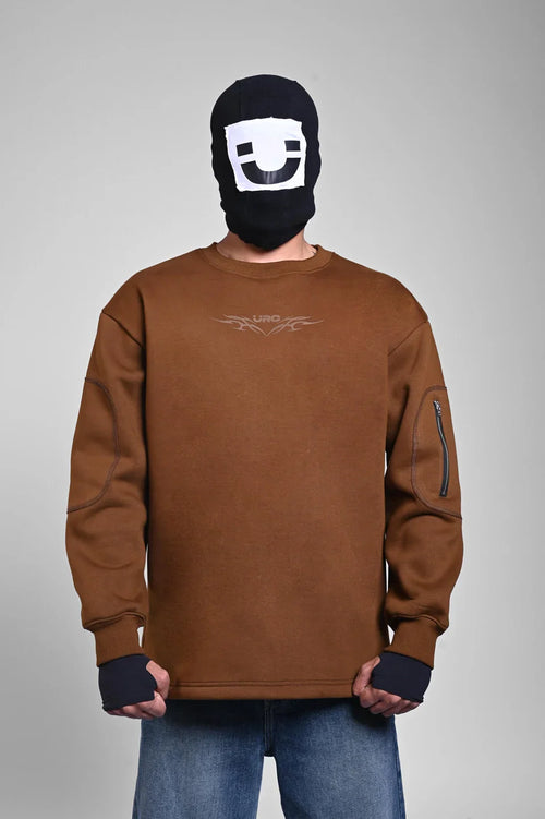 Brown Oversized Y2K Graphic Sweatshirt