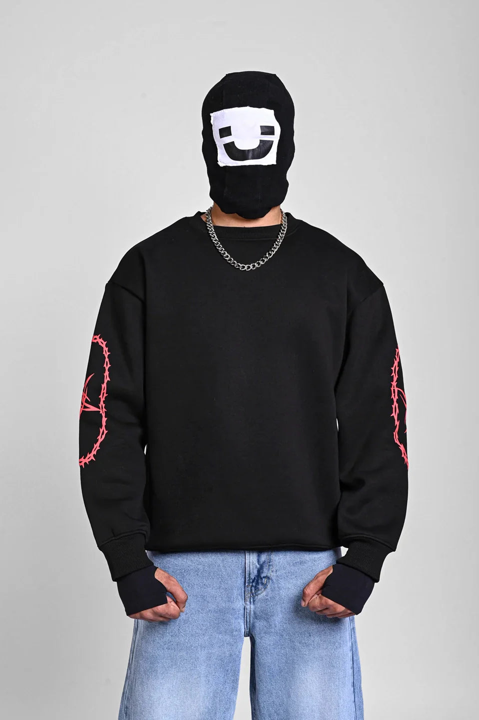 Black Oversized Bold Graphic Sweatshirt
