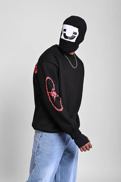 Black Oversized Bold Graphic Sweatshirt