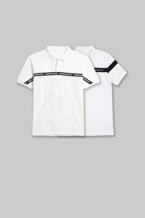 Pack of 2 Men's Polo T-shirt combo - White