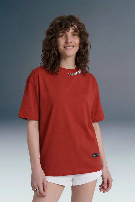 Underrated Curve Red Oversized T-shirt