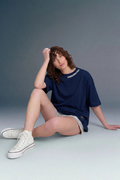 Underrated Curve Navy Blue Oversized T-shirt