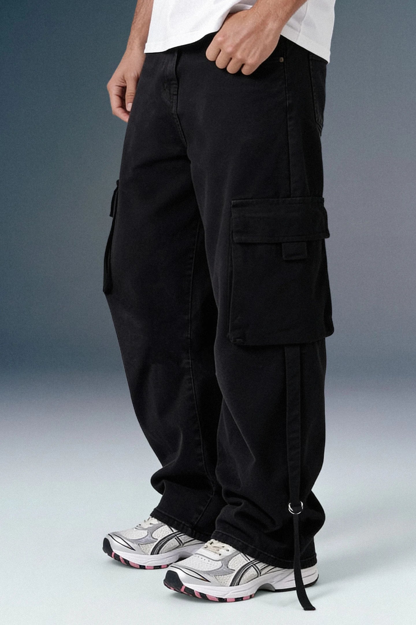 Deep Black Men's Baggy Cargo jeans