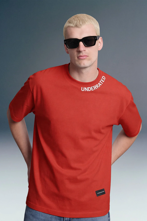 Underrated Curve Red Oversized T-shirt