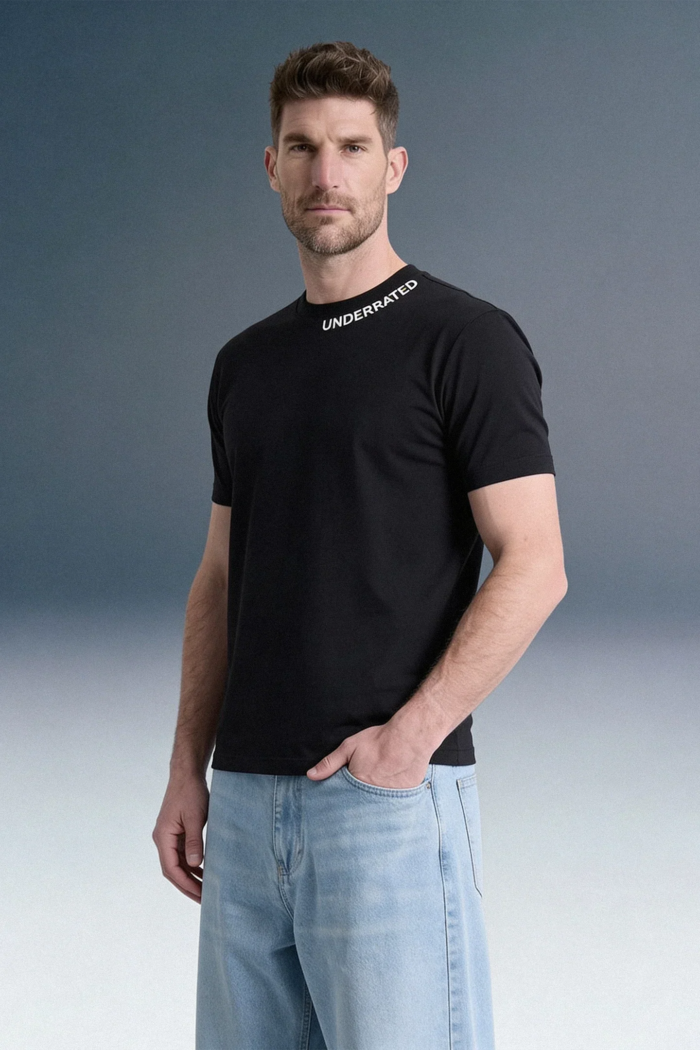 Underrated Curve Black Regular Fit T-shirt